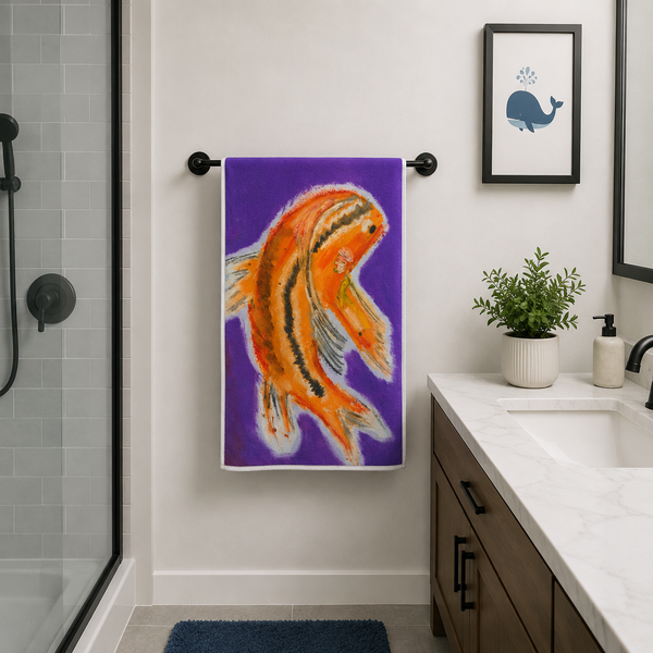 Striped goldfish kids' bath towel