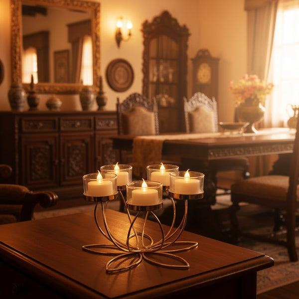 Gold Metal Candlestick Holder | Retro European Style | 1, 3, 4 & 5 Head