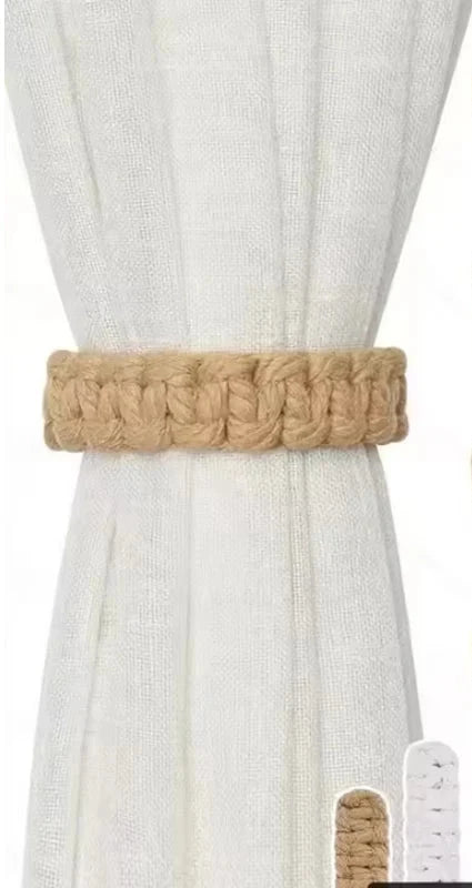 Handmade Jute Curtain Tie-Backs | Twist Knot Design | Boho Window Decor
