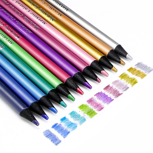 Metallic coloured pencils — set of 12