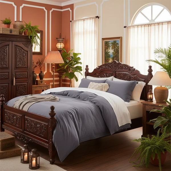 Washed Cotton Duvet Cover Set — 3-Piece, 16 Colours, 12 Sizes