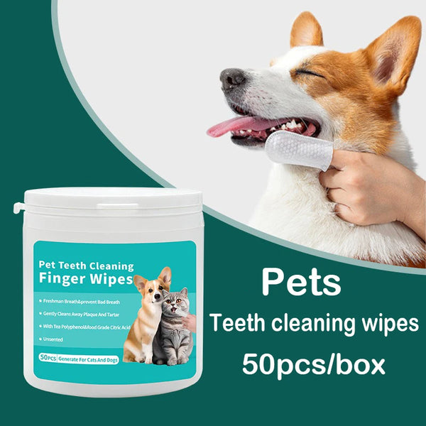 Disposable Pet Finger Toothbrush Wipes — For Dogs & Cats