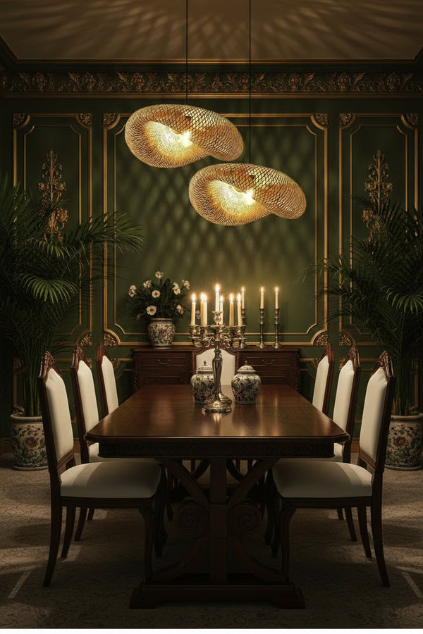Hand-woven bamboo & rattan pendant light