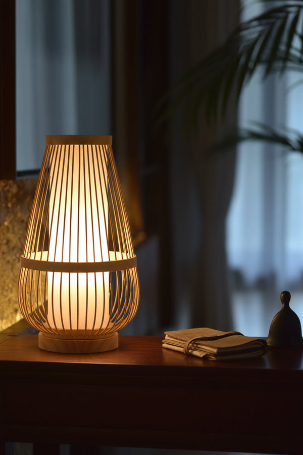 Bamboo weave desk lamp