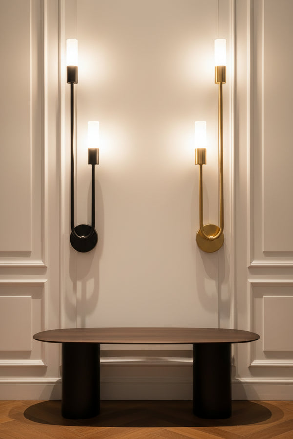 Nordic Modern Wall Lamp — Dual Light, Touch Switch, Black & Gold