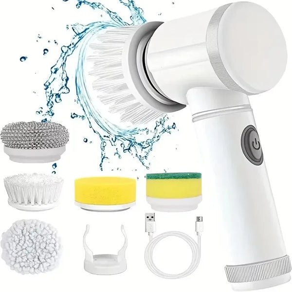 Cordless electric spin scrubber