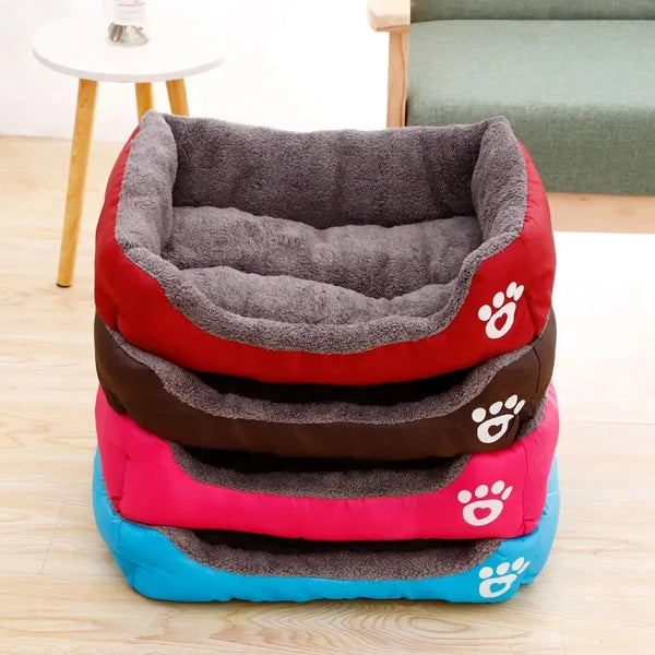 Plush Square Pet Nest — Warm & Washable | 8 Colours | S to XL