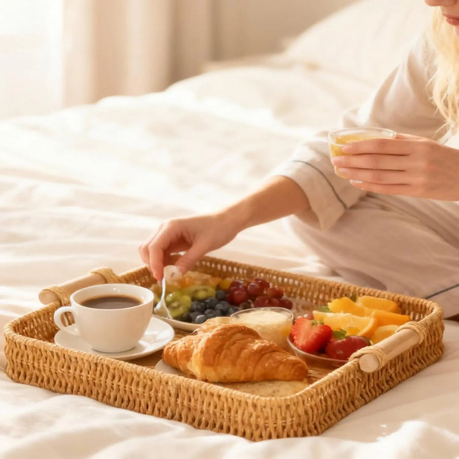 Wicker Rectangular Serving Tray