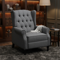 Recliner Armchair for Living Room Fabric Reclining Chair w/ Footrest Light Grey