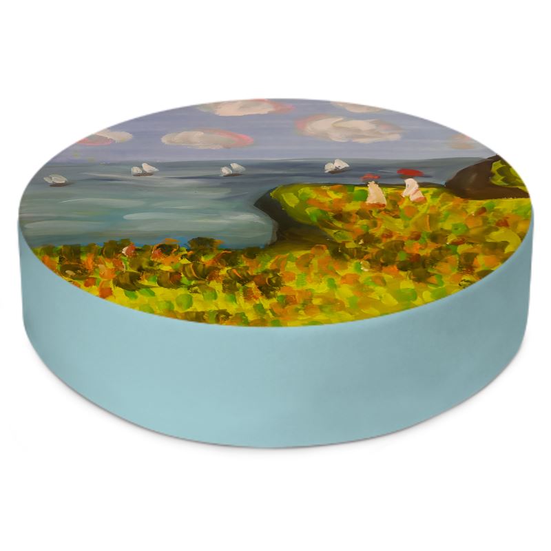 Cliff Walk round floor cushion