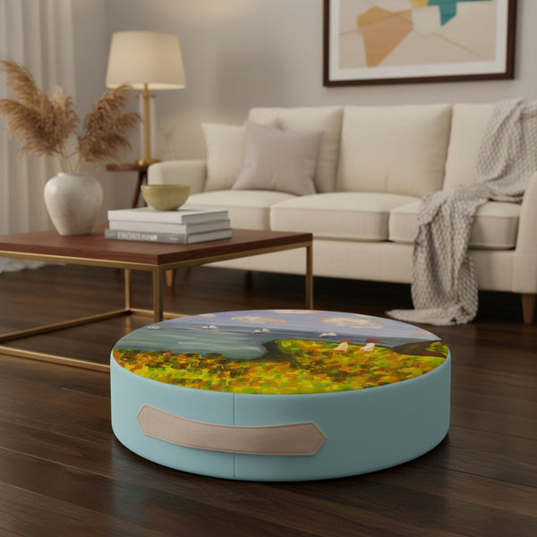 Cliff Walk round floor cushion | 70cm in diameter