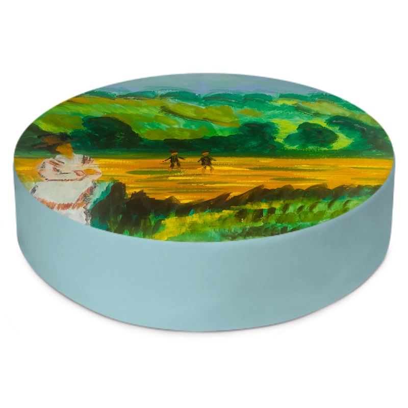 Harvest Fields round floor cushion
