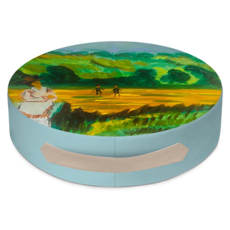 Harvest Fields round floor cushion