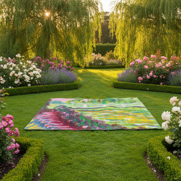 Japanese Garden Picnic Blanket — 150×150cm | 285gsm Fleece