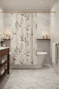 Trailing blossom waterproof shower curtain