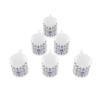 Blue baroque scrollwork bone china mug, set of 6
