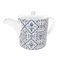 Blue Moorish lattice bone china teapot