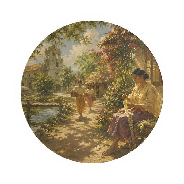 Amorsolo courtyard scene ornamental bowl