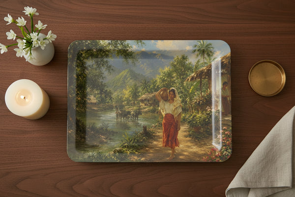 Amorsolo riverside scene serving tray