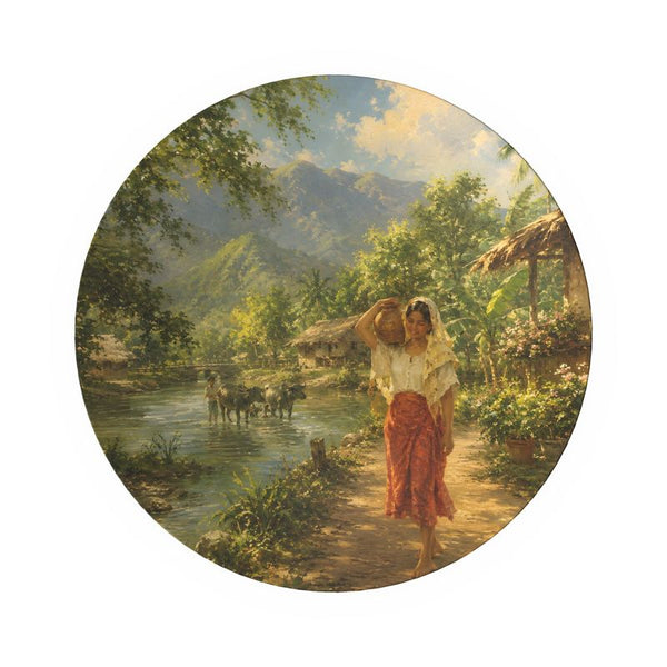 Amorsolo riverside scene ornamental bowl