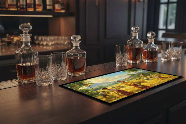 Rice harvest scene bar runner mat