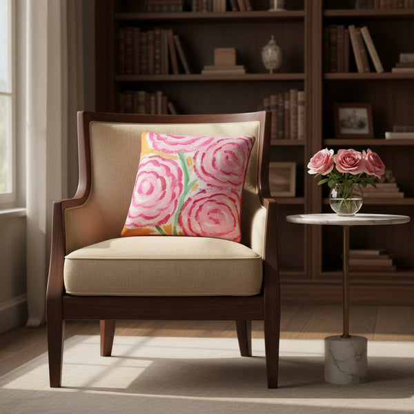 Watercolour rose velvet cushion cover