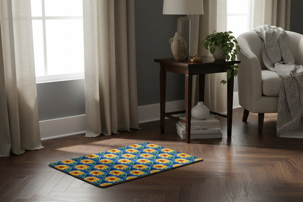 Sunflower tile-print pet mat