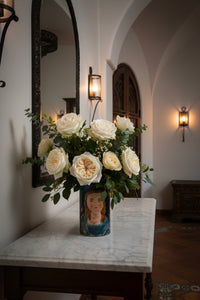 Botero-Inspired Mona Lisa Glass Vase