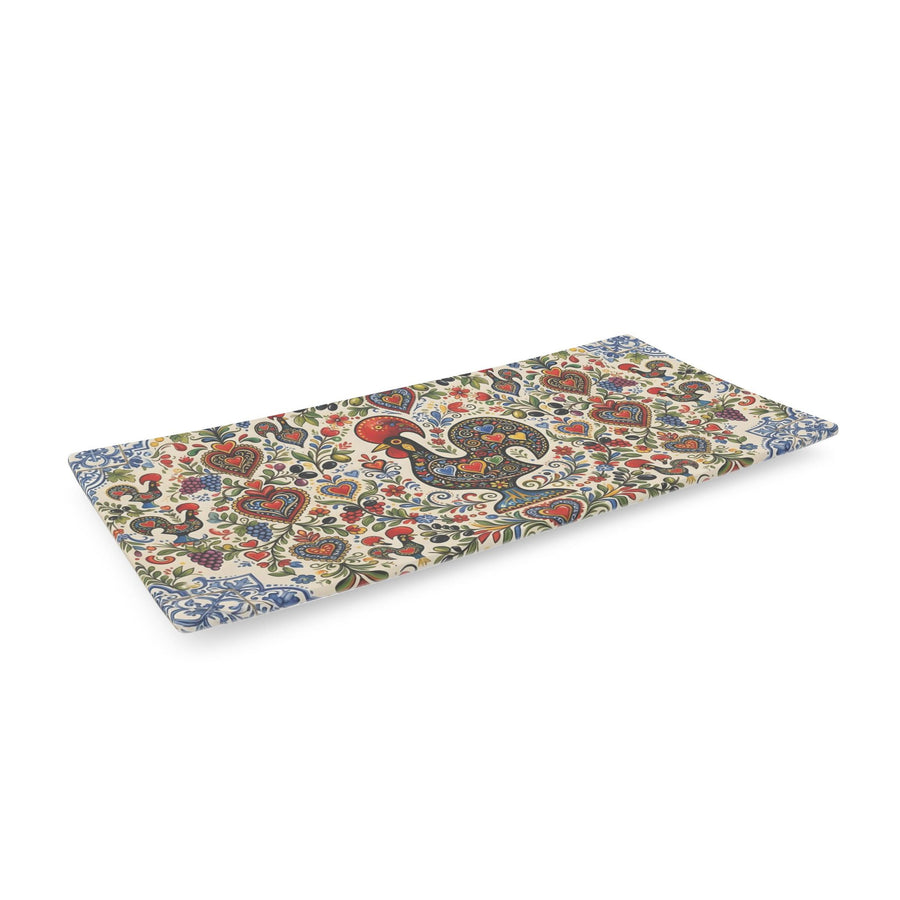 Folk Art Rooster Fine Bone China Tray | Large