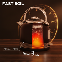 1.7L 3000W Fast Boil Electric Kettle and 4 Slice Toaster Set, Black