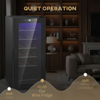 50L Undercounter Wine Cooler Fridge with LED Light Glass Door 18 Bottles