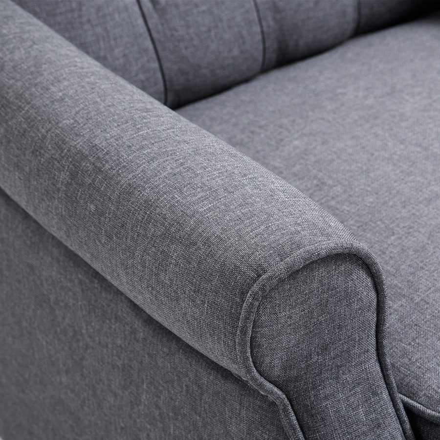 Recliner Armchair for Living Room Fabric Reclining Chair w/ Footrest Light Grey