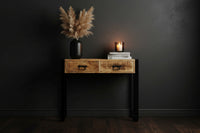 Mango wood console table with drawers