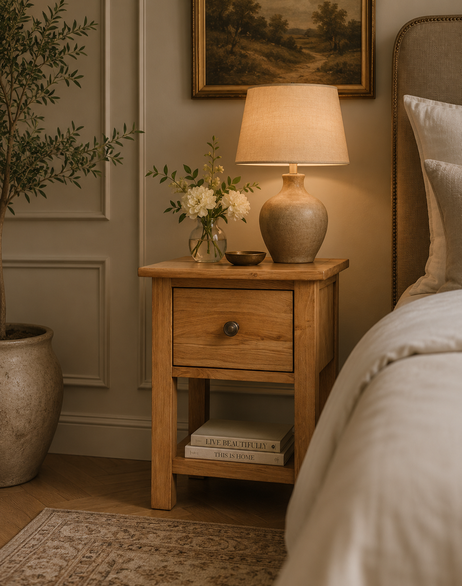 Nightstand 36x30x47 cm Solid Oak Wood