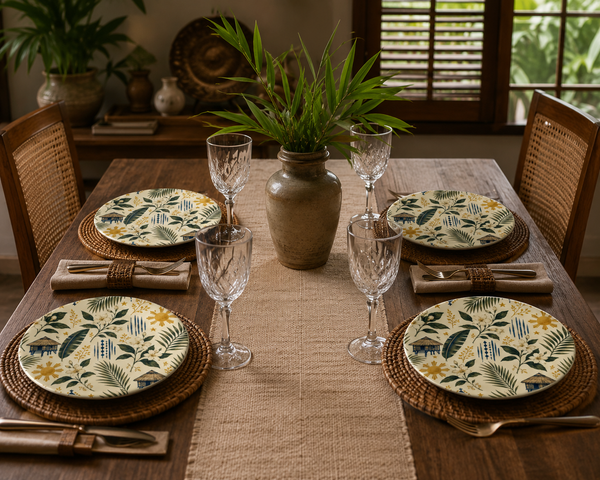Tropical heritage china plates, set of 4 | Diameter 20.5 cm (8 inches)