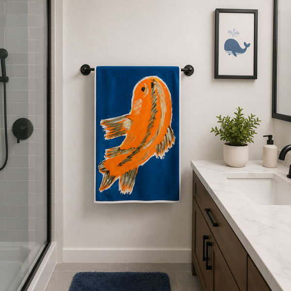 Painterly koi kids' bath towel