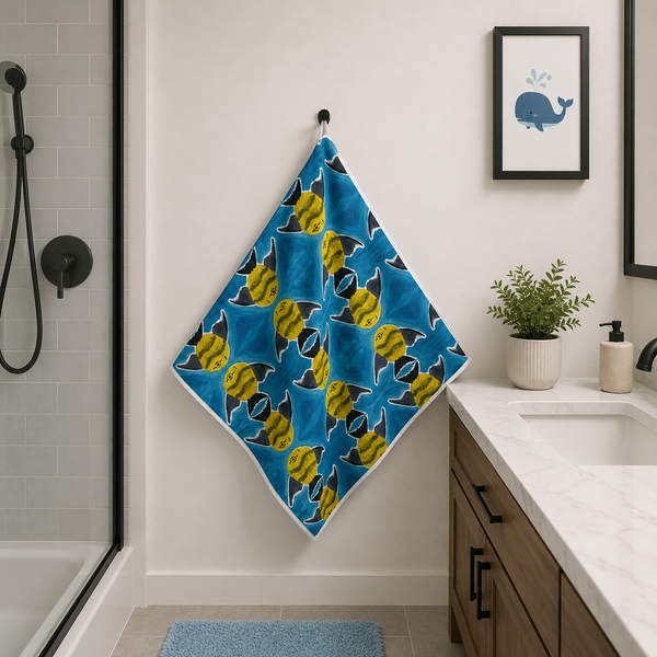 Tropical fish baby bath towel