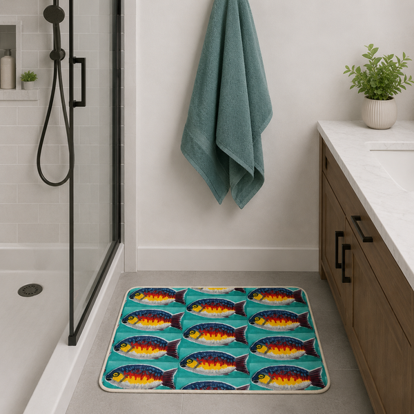 Fire-belly fish bath mat
