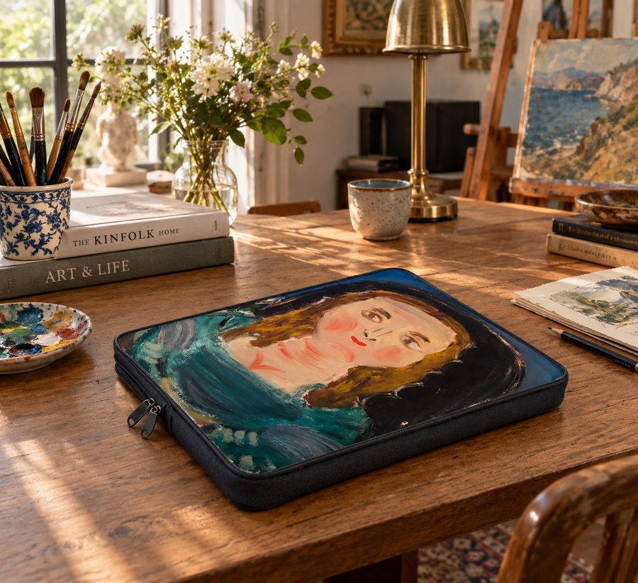 Botero-Inspired Mona Lisa Laptop Bag | 13 inches