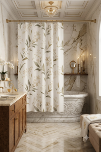 Trailing blossom waterproof shower curtain