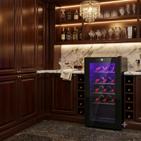 50L Undercounter Wine Cooler Fridge with LED Light Glass Door 18 Bottles