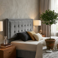 Double Bed Frame with Storage and Adjustable Velvet Headboard