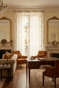 Trailing leaf voile net curtain