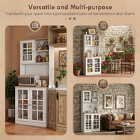 183cm Sideboard Grid Glass Doors Shelves Kitchen  72" Solid w/Glass Door
