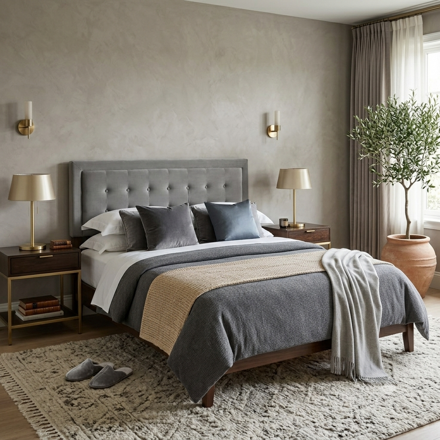Double Bed Frame with Storage and Adjustable Velvet Headboard