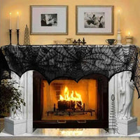 Lace Spider Web & Skeleton Fireplace Mantel Scarf