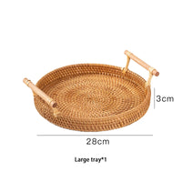 Handwoven Rattan Tray with Handles