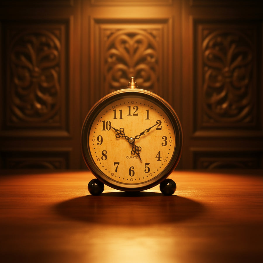 Vintage Metal Alarm Clock with Night Light — Super Silent | Bedside & Desk