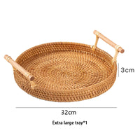 Handwoven Rattan Tray with Handles