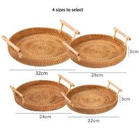 Handwoven Rattan Tray with Handles